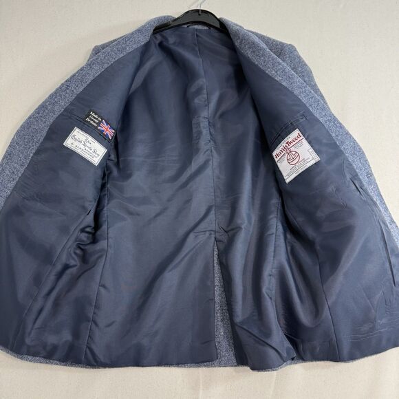 Vintage Harris Tweed 100% Wool Blue Gray Mens Sport Coat 40 Made in USA - Picture 3 of 13